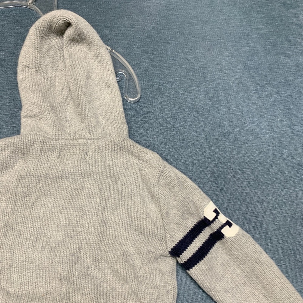 Polo Ralph Lauren Sweater Boys 24M Gray Embroidered Pony Logo Hooded Full Zip - Picture 13 of 14